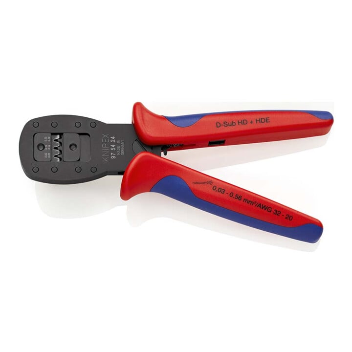 KNIPEX 97 54 24 Crimpzange für Miniaturstecker Parallelcrimp mit Mehrkomponenten-Hüllen brüniert 190 mm