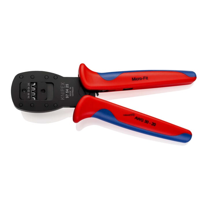 KNIPEX 97 54 25 Crimpzange für Miniaturstecker Parallelcrimp für Stecker der Serie Micro-Fit™ von Molex LLC mit Mehrkomponenten-Hüllen brüniert 190 mm