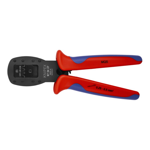 KNIPEX 97 54 27 Crimpzange für Miniaturstecker Parallelcrimp für MQS-Stecker ohne Einzeladerabdichtung (Seal) brüniert 190 mm