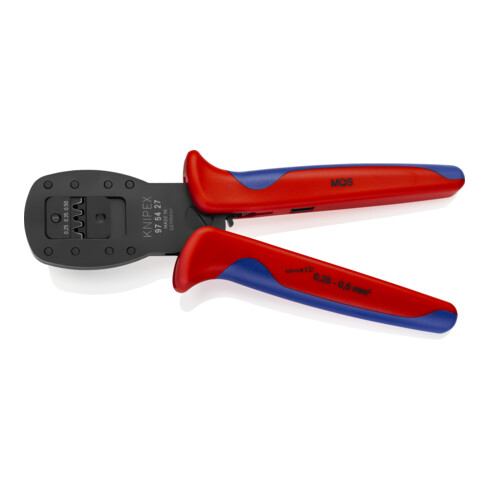 KNIPEX 97 54 27 Crimpzange für Miniaturstecker Parallelcrimp für MQS-Stecker ohne Einzeladerabdichtung (Seal) brüniert 190 mm