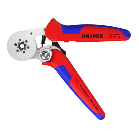 KNIPEX 97 55 14 SB Selbsteinstellende Crimpzange für Aderendhülsen mit Seiteneinführung mit Mehrkomponenten-Hüllen verchromt 180 mm