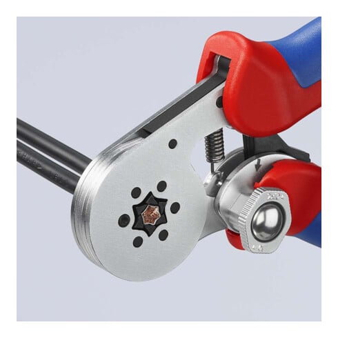 KNIPEX 97 55 14 SB Selbsteinstellende Crimpzange für Aderendhülsen mit Seiteneinführung mit Mehrkomponenten-Hüllen verchromt 180 mm