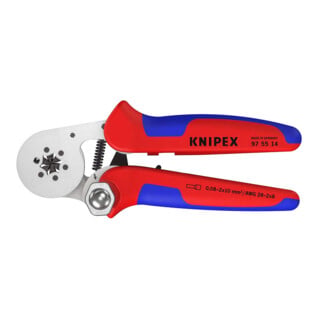 KNIPEX 97 55 14 Selbsteinstellende Crimpzange für Aderendhülsen mit Seiteneinführung mit Mehrkomponenten-Hüllen verchromt 180 mm