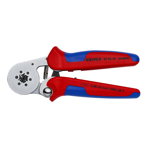 KNIPEX 97 55 14 Zelfinstellende krimptang voor adereindhulzen met zij-ingang met meer-component-hulzen verchroomd 180 mm