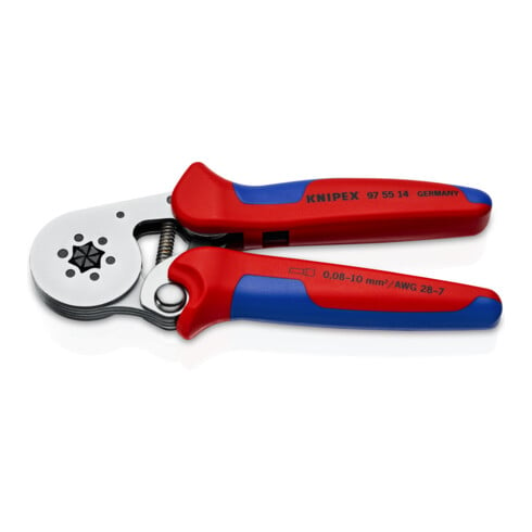 KNIPEX 97 55 14 Zelfinstellende krimptang voor adereindhulzen met zij-ingang met meer-component-hulzen verchroomd 180 mm