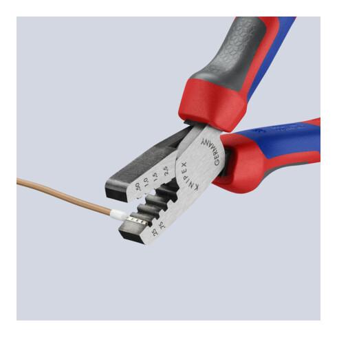 KNIPEX 97 62 145 A Crimpzange für Aderendhülsen mit Comfort-Griffen 145 mm