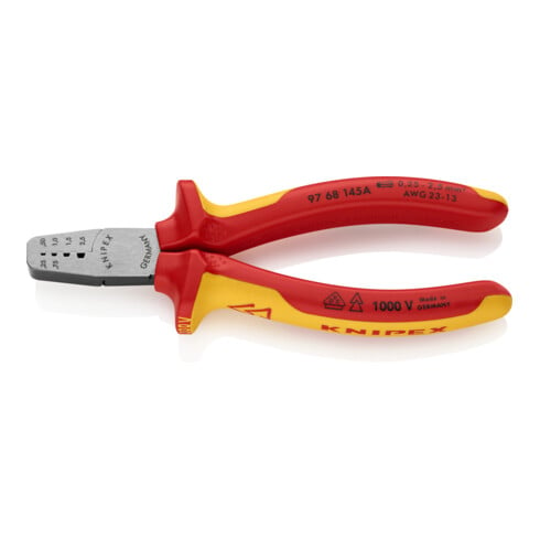 KNIPEX 97 68 145 A Krimptang voor adereindhulzen VDE 145 mm