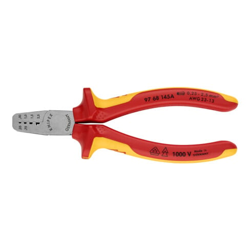 KNIPEX 97 68 145 A Krimptang voor adereindhulzen VDE 145 mm