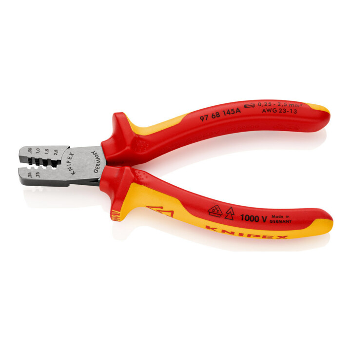 KNIPEX 97 68 145 A Krimptang voor adereindhulzen VDE 145 mm