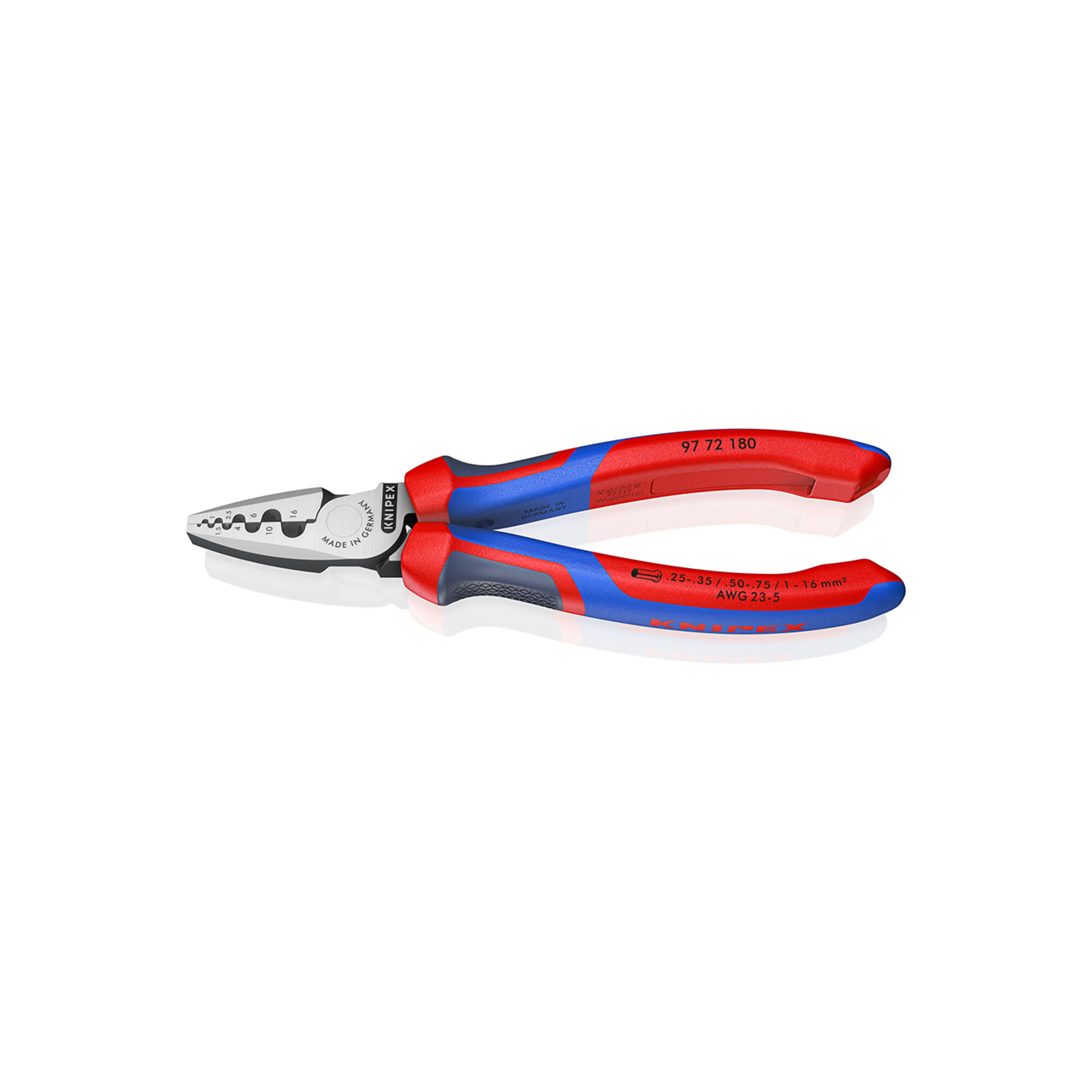 KNIPEX 97 72 180 Crimpzange für Aderendhülsen mit Comfort-Griffen 180 mm