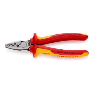 KNIPEX 97 78 180 Crimpzange für Aderendhülsen isoliert mit Mehrkomponenten-Hüllen, VDE-geprüft 180 mm