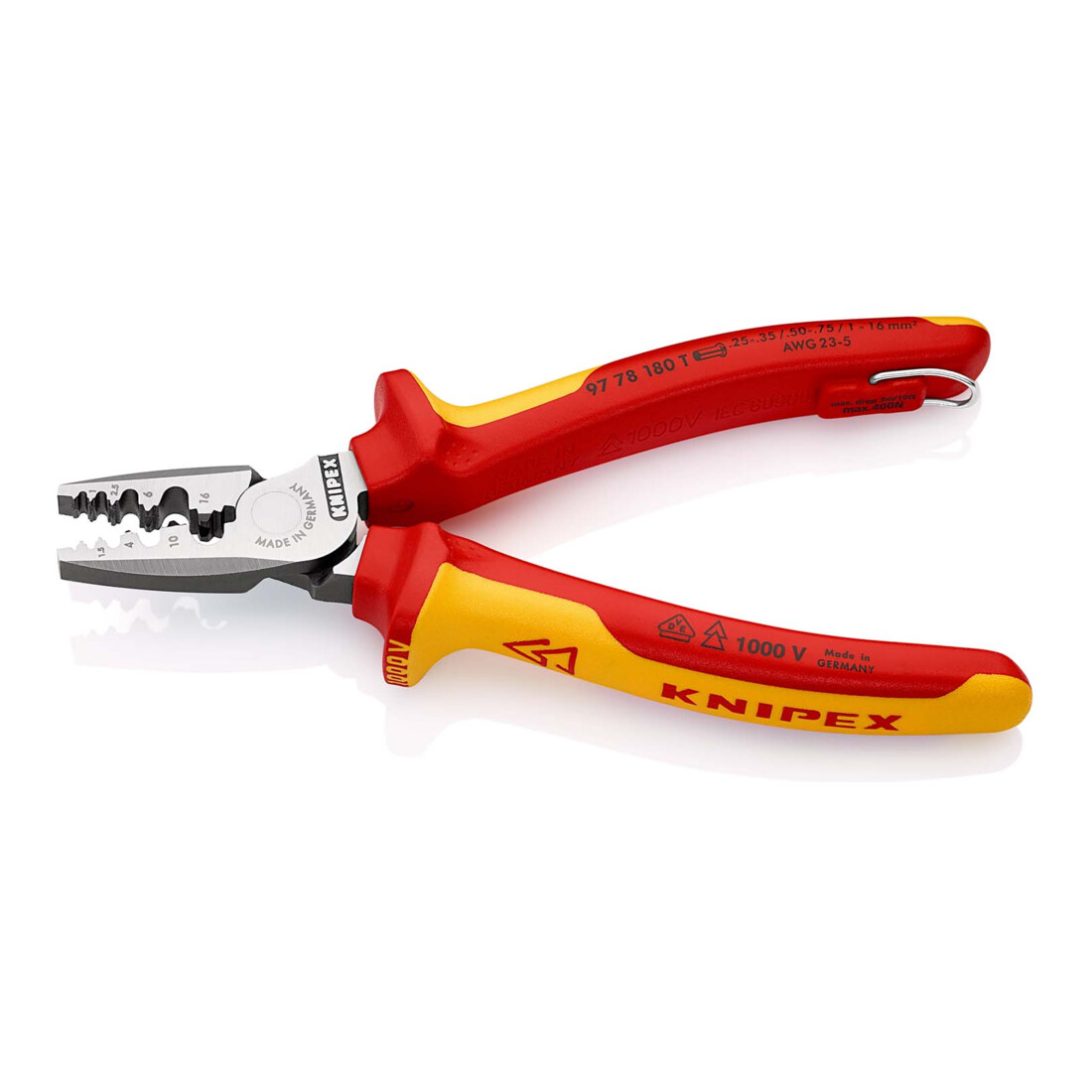 KNIPEX 97 78 180 T Krimptang voor adereindhulzen VDE 180 mm