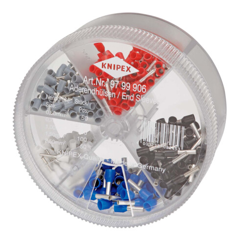KNIPEX 97 99 906 Sortimentsboxen mit 400 isolierten Aderendhülsen 5 x Aderendhülsen Sets 