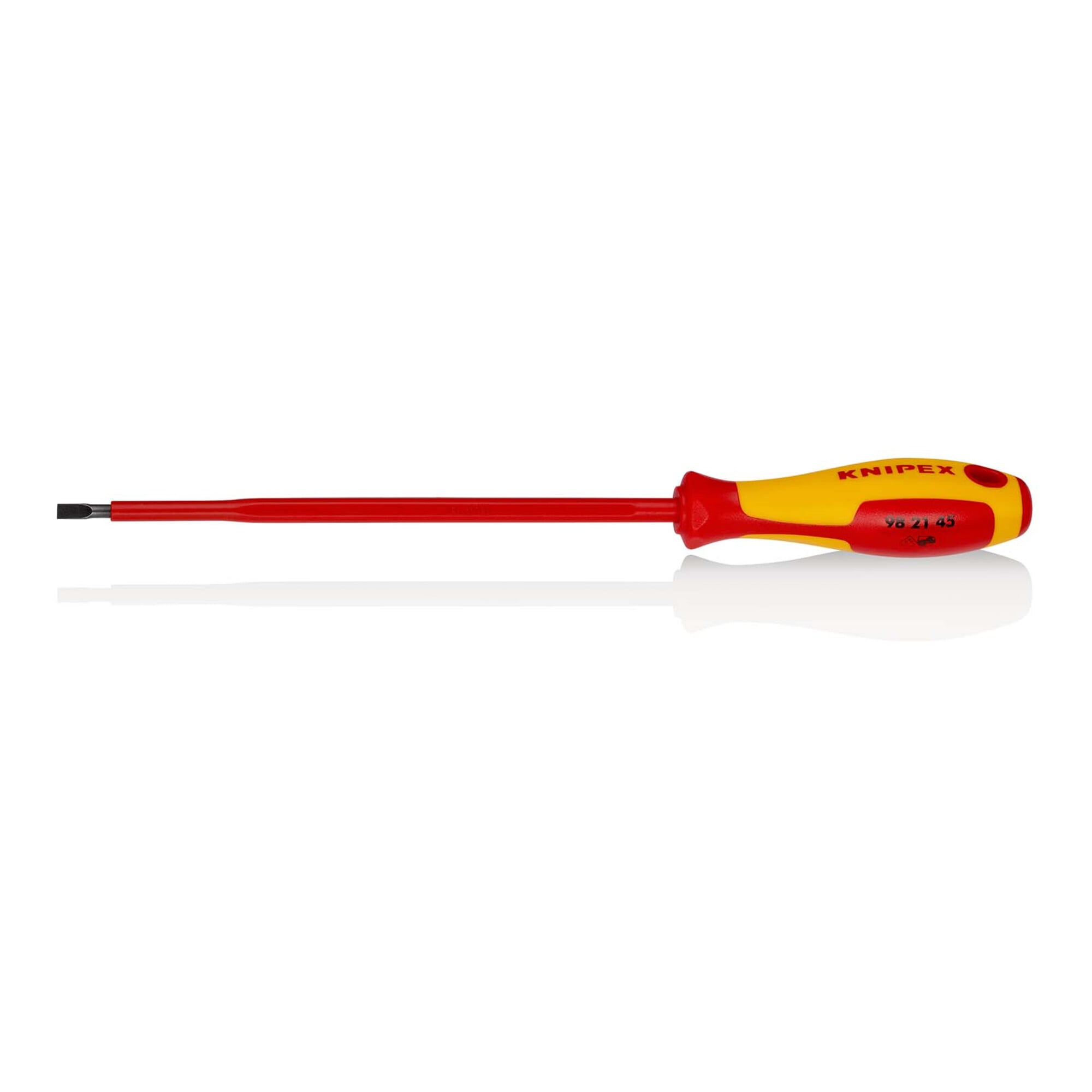 KNIPEX 98 21 45 Schraubendreher für Schlitzschrauben isolierender Mehrkomponenten-Griff, VDE-geprüft brüniert 287 mm