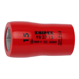 KNIPEX 98 37 15 Steckschlüsseleinsatz für Sechskantschrauben mit Innenvierkant 3/8" 47 mm
