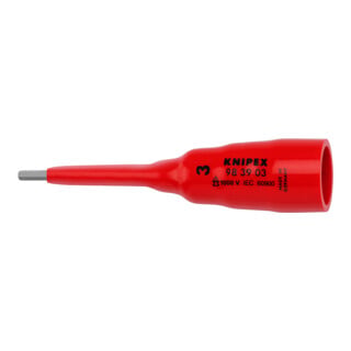 KNIPEX 98 39 03 Steckschlüsseleinsatz für Innensechskantschrauben mit Innenvierkant 3/8" 92 mm