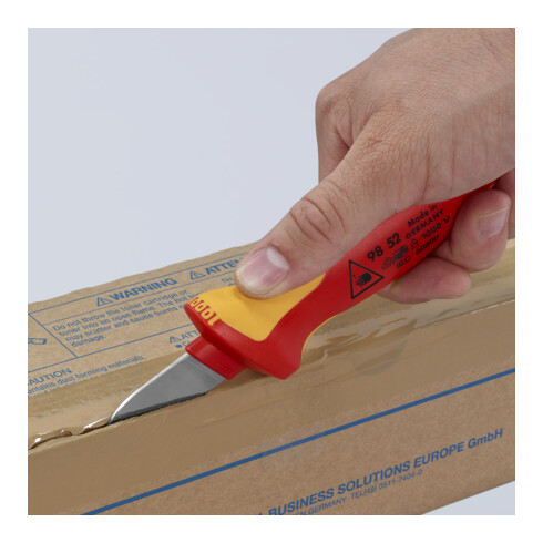 KNIPEX 98 52 Kabelmesser isolierender Mehrkomponenten-Griff, VDE-geprüft 190 mm
