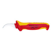 KNIPEX Coltello spelafili VDE con cappuccio, impugnatura multicomponente e isolamento protettivo 1000V