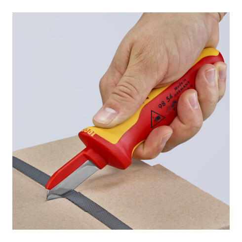 KNIPEX 98 54 Kabelmesser isolierender Mehrkomponenten-Griff, VDE-geprüft 190 mm