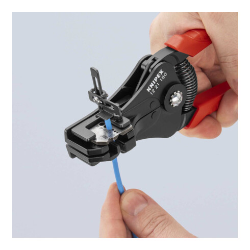 KNIPEX 12 21 180 Abisolierzange mit Formmessern mit Kunststoff-Griffhüllen schwarz lackiert 180 mm
