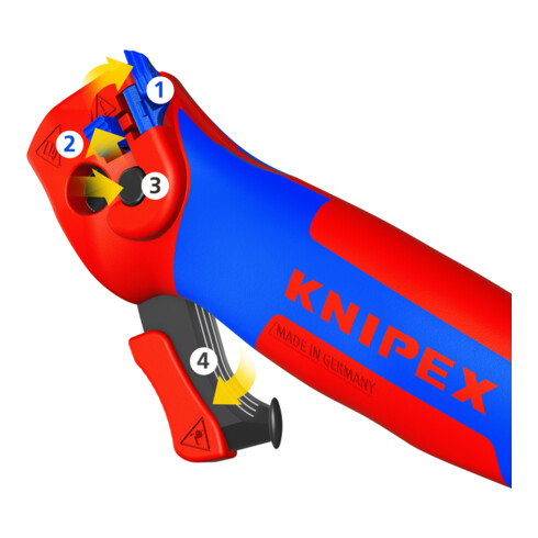 KNIPEX 16 50 145 SB Abmantelungsmesser mit Gleitschuh und Ratschenfunktion mit Mehrkomponenten-Hüllen 146 mm