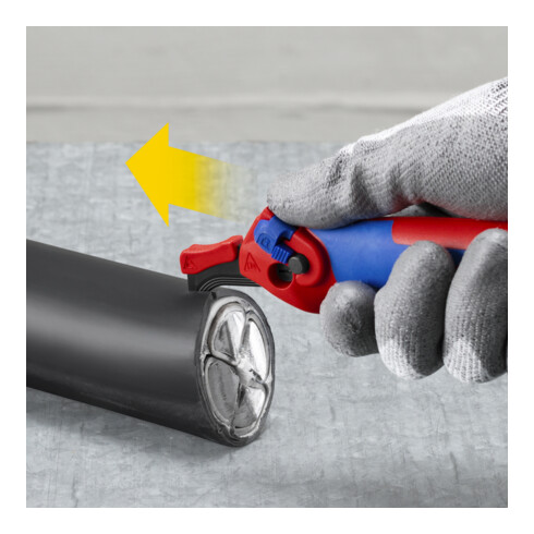 KNIPEX 16 50 145 SB Abmantelungsmesser mit Gleitschuh und Ratschenfunktion mit Mehrkomponenten-Hüllen 146 mm