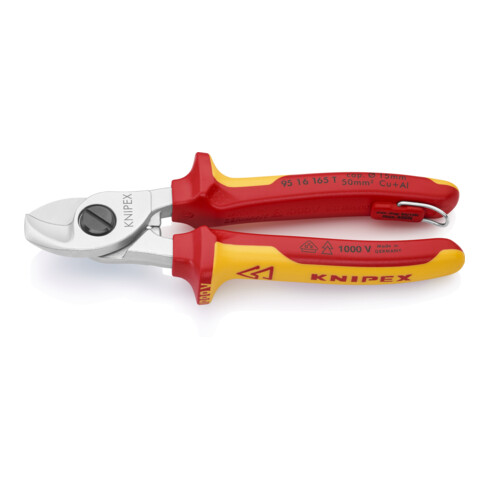 KNIPEX Cesoia per cavi 95 16 165 T con occhiello di fissaggio, cromata, VDE 165mm