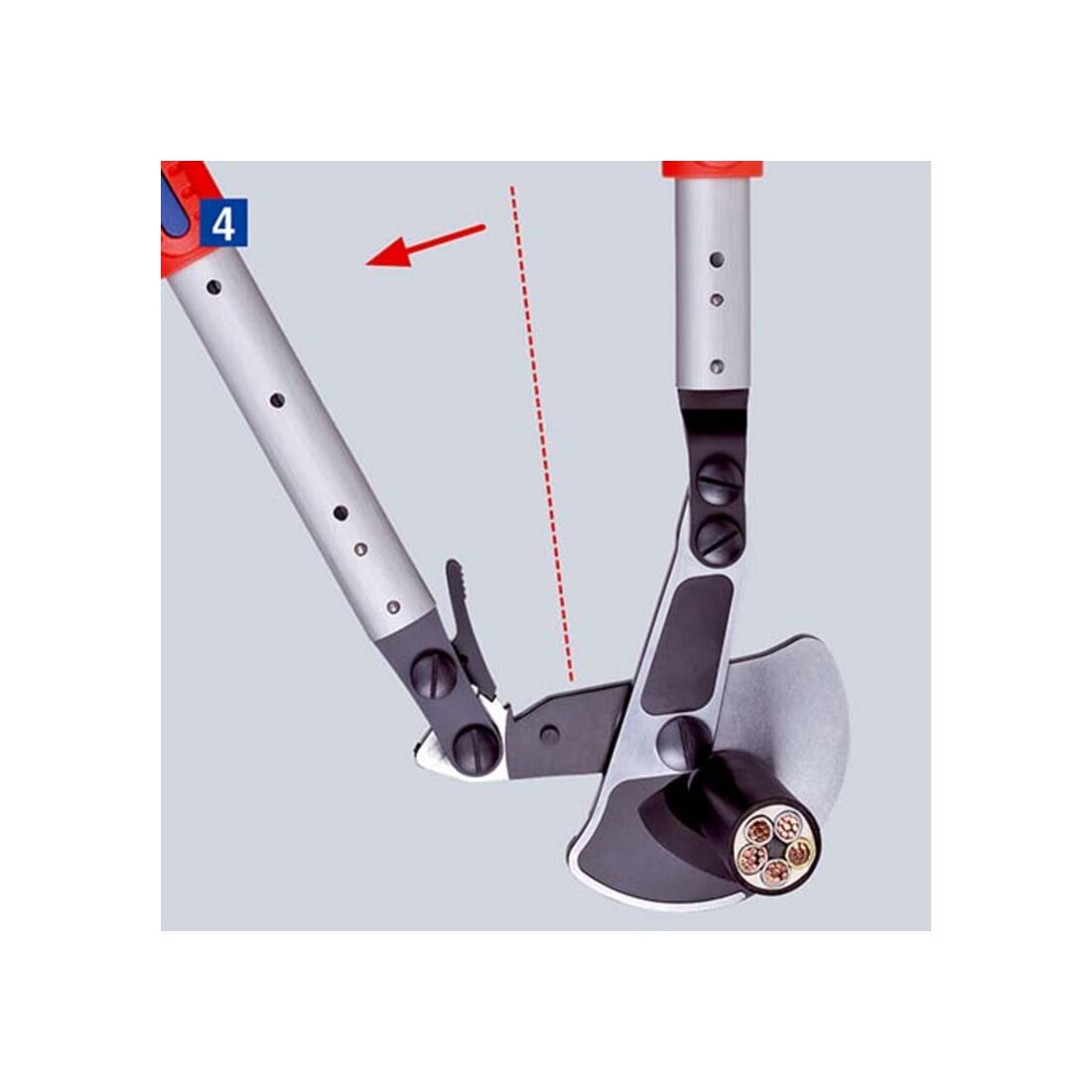 KNIPEX Cesoia per cavi 95 32 038 (principio a cricchetto) con manici telescopici, 570mm