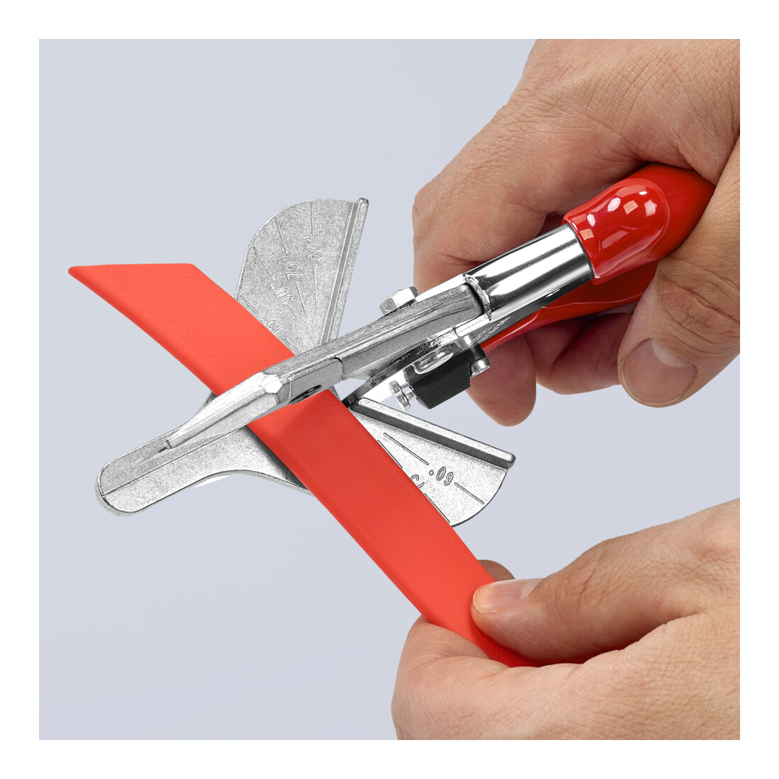 KNIPEX Cisailles à onglets EAN pour profils plastique et caoutchouc, manches plastique chromés 215 mm