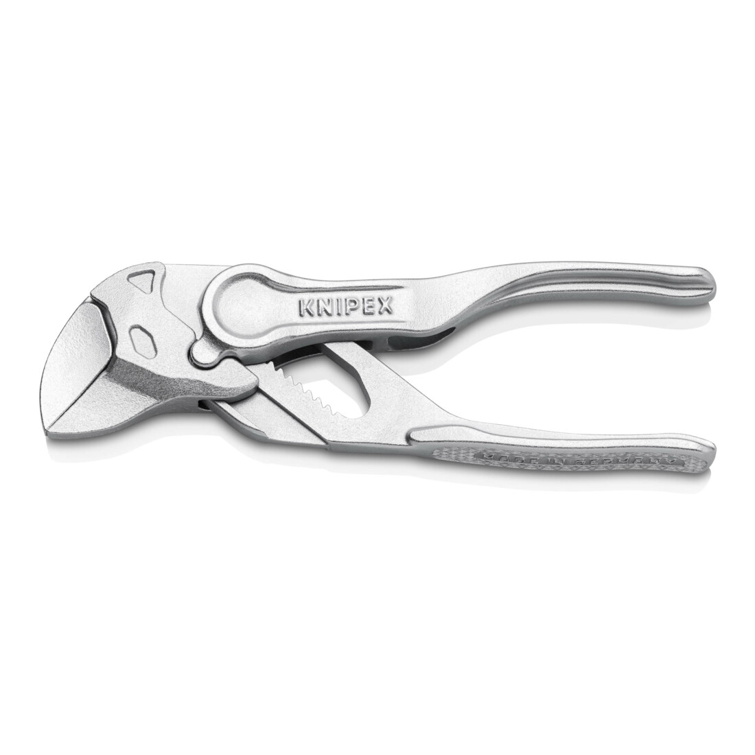 KNIPEX Clé à molette XS 86 04 100 BK, pince et clé en un, surface gravée rugueuse, chromée, 100 mm