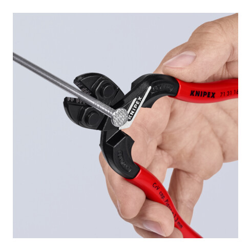 KNIPEX 71 31 160 CoBolt® S Kompakt-Bolzenschneider mit Schneidaussparung mit Kunststoff überzogen schwarz atramentiert 160 mm