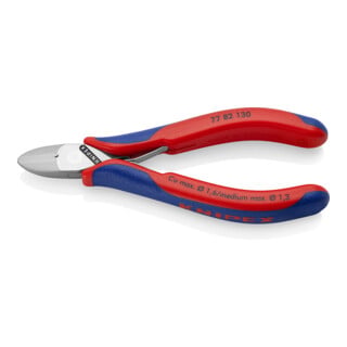 KNIPEX Coupe-câbles électronique 77 82 130, 130 mm, manche multi-composants, articulation traversante