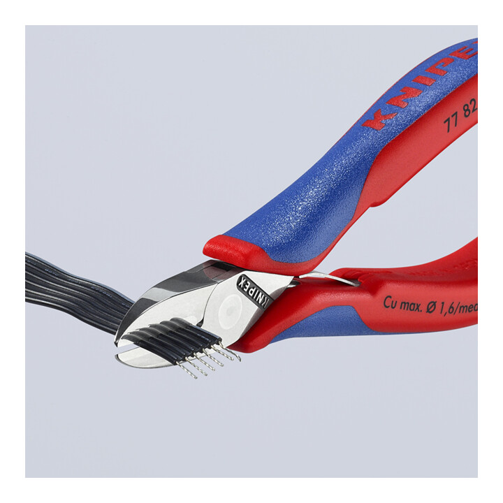 KNIPEX Coupe-câbles électronique 77 82 130, 130 mm, manche multi-composants, articulation traversante
