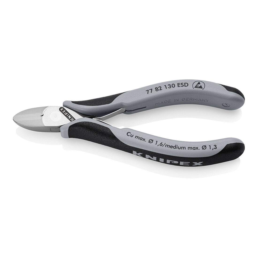 KNIPEX Coupe-câbles électronique 77 82 130 ESD, 130 mm, articulé traversant, manches multi-composants