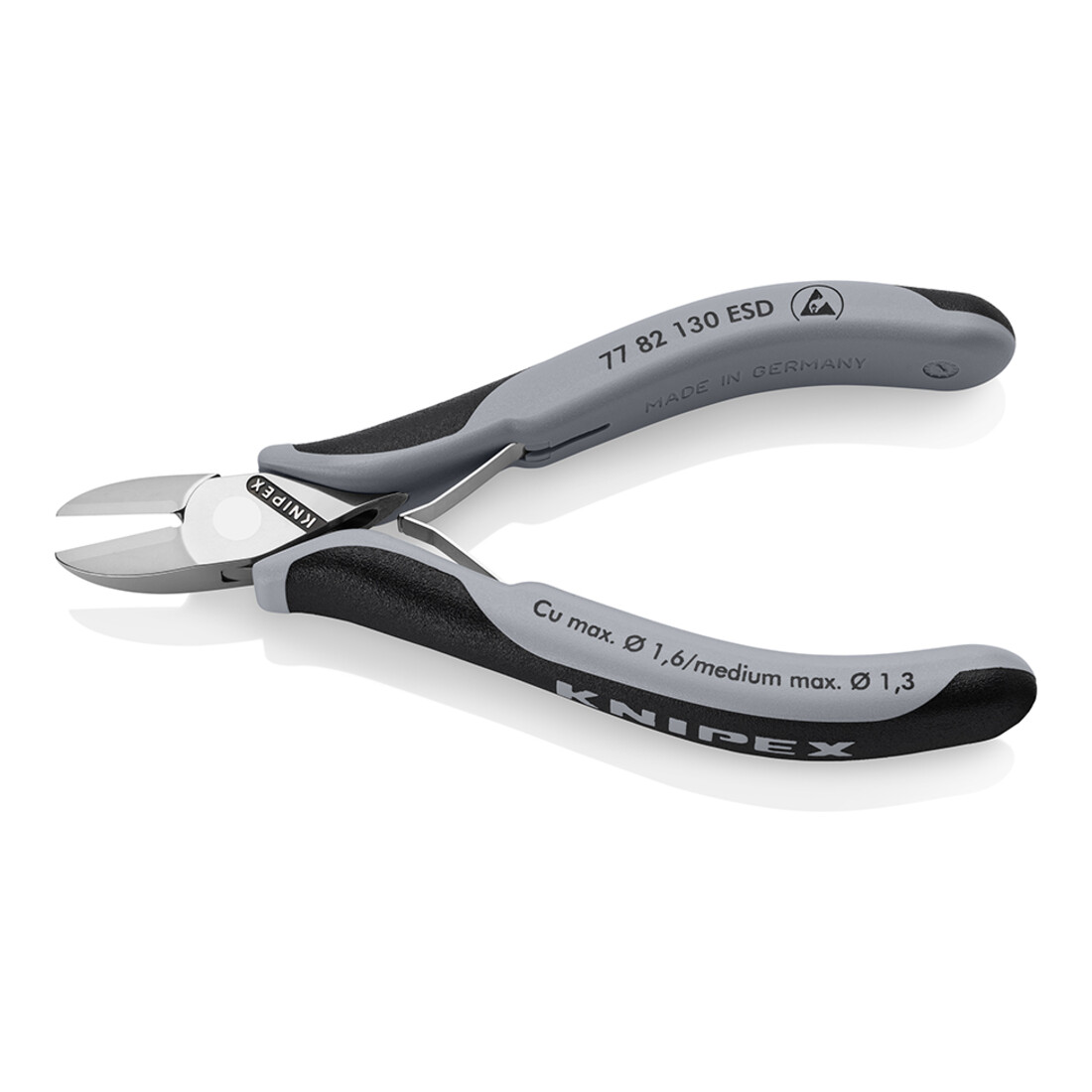 KNIPEX Coupe-câbles électronique 77 82 130 ESD, 130 mm, articulé traversant, manches multi-composants