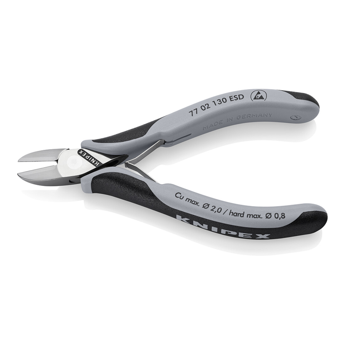 KNIPEX Coupe-câbles électronique ESD 77 02 130 ESD, 130 mm, poignées multi-composants, articulation traversante