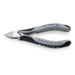 KNIPEX Coupe-câbles électronique ESD 77 32 130 ESD, 130 mm, poignées multicouches, articulation traversante