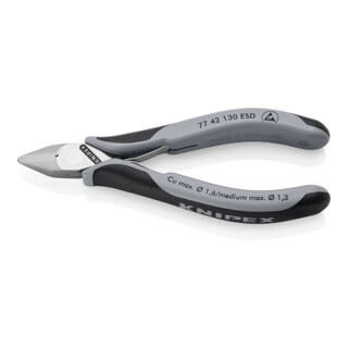 KNIPEX Coupe-câbles électronique ESD 77 42 130, 130 mm, manche multi-composants