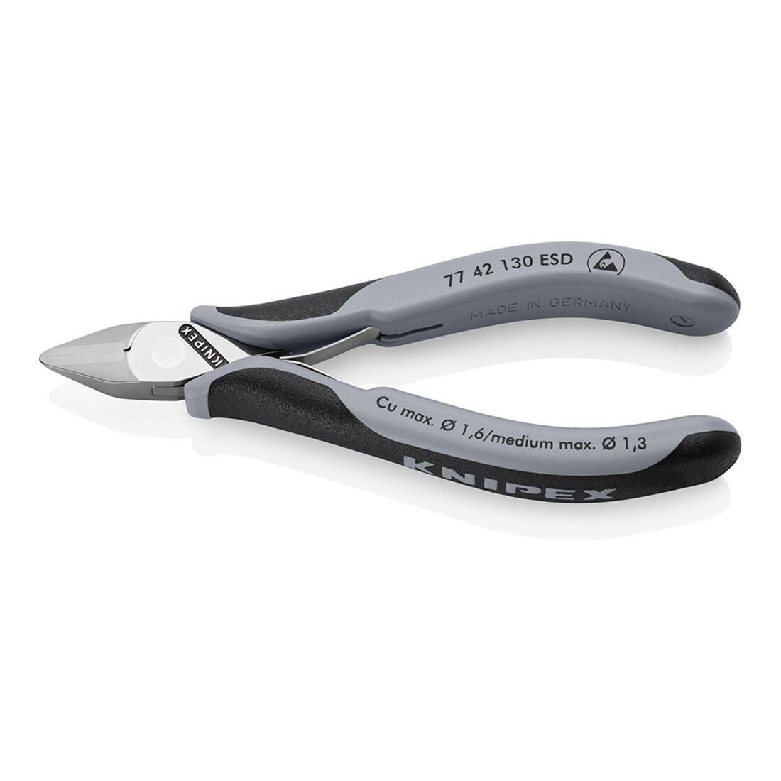 KNIPEX Coupe-câbles électronique ESD 77 42 130, 130 mm, manche multi-composants