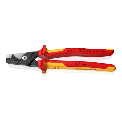 KNIPEX Coupe-câbles VDE avec poignées multi-composants 225 mm tête fine