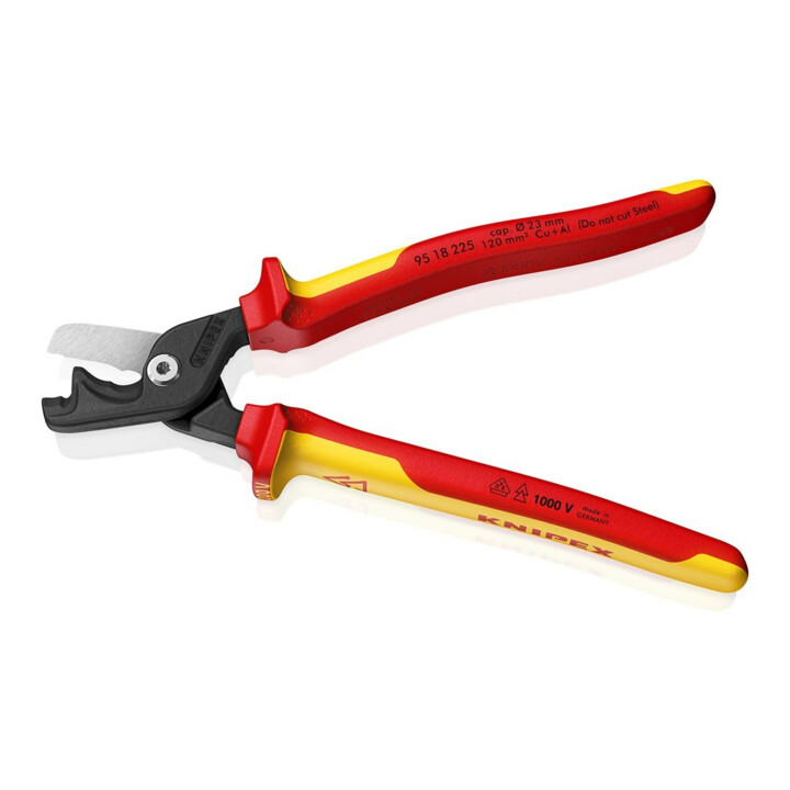 KNIPEX Coupe-câbles VDE avec poignées multi-composants 225 mm tête fine