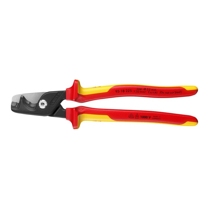 KNIPEX Coupe-câbles VDE avec poignées multi-composants 225 mm tête fine