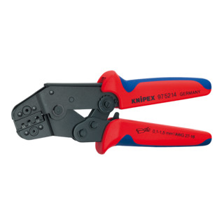 Knipex Crimpzange kurze Bauform brüniert mit Mehrkomponenten-Hüllen 195mm für unisolierte offene Steckverbinder