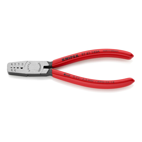 KNIPEX 97 61 145 A Crimpzange für Aderendhülsen mit Kunststoff überzogen 145 mm