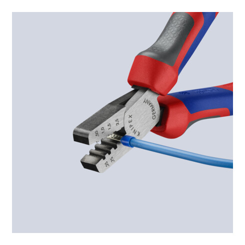 KNIPEX 97 62 145 A Crimpzange für Aderendhülsen mit Comfort-Griffen 145 mm
