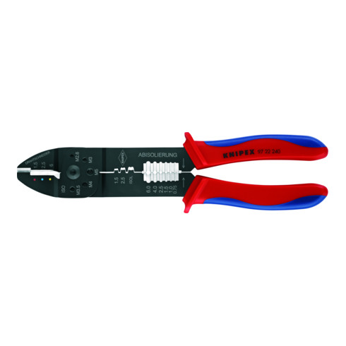 Knipex Crimpzange schwarz lackiert mit Mehrkomponenten-Hüllen 240mm Kapazität 0,5-6mm²