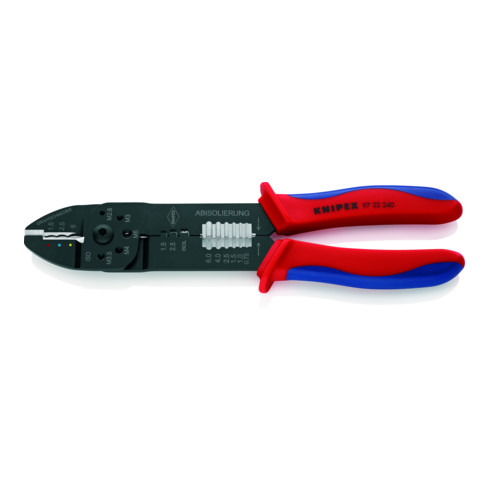 Knipex Crimpzange schwarz lackiert mit Mehrkomponenten-Hüllen 240mm Kapazität 0,5-6mm²