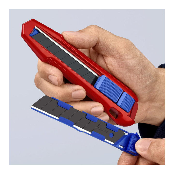 KNIPEX Cutter universel avec manche en magnésium et 3 lames, 18 mm, Longueur totale: 165 mm