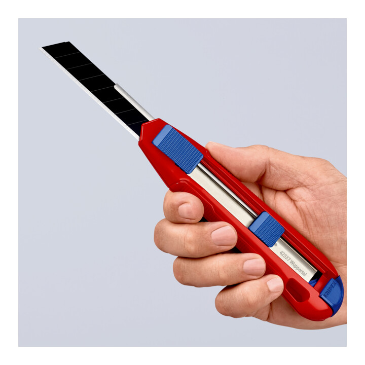 KNIPEX Cutter universel avec manche en magnésium et 3 lames, 18 mm, Longueur totale: 165 mm