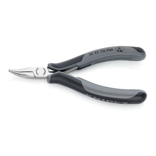 Knipex Elektronik-Greifzange ESD spiegel mit Mehrkomponenten-Hüllen 115mm 45° gewinkelt